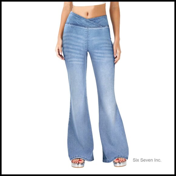 High Waisted Bell Bottom Bootcut Jeans Stretch Flare Y2K Retro Chic - Picture 1 of 7